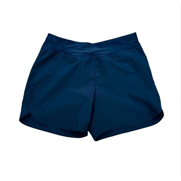 Lands’ End High Rise Athletic Shorts Navy Blue Stretch Pockets Activewear 8 - Picture 2 of 3